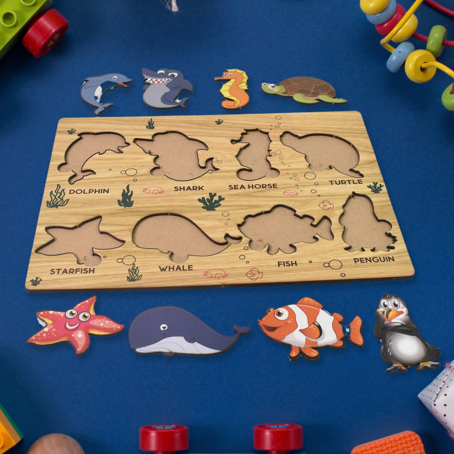 Seawater Animal Wooden Puzzle Learning Educational Board (1 Set) Seawater Animal Wooden Puzzle Learning Educational Board (1 Set)